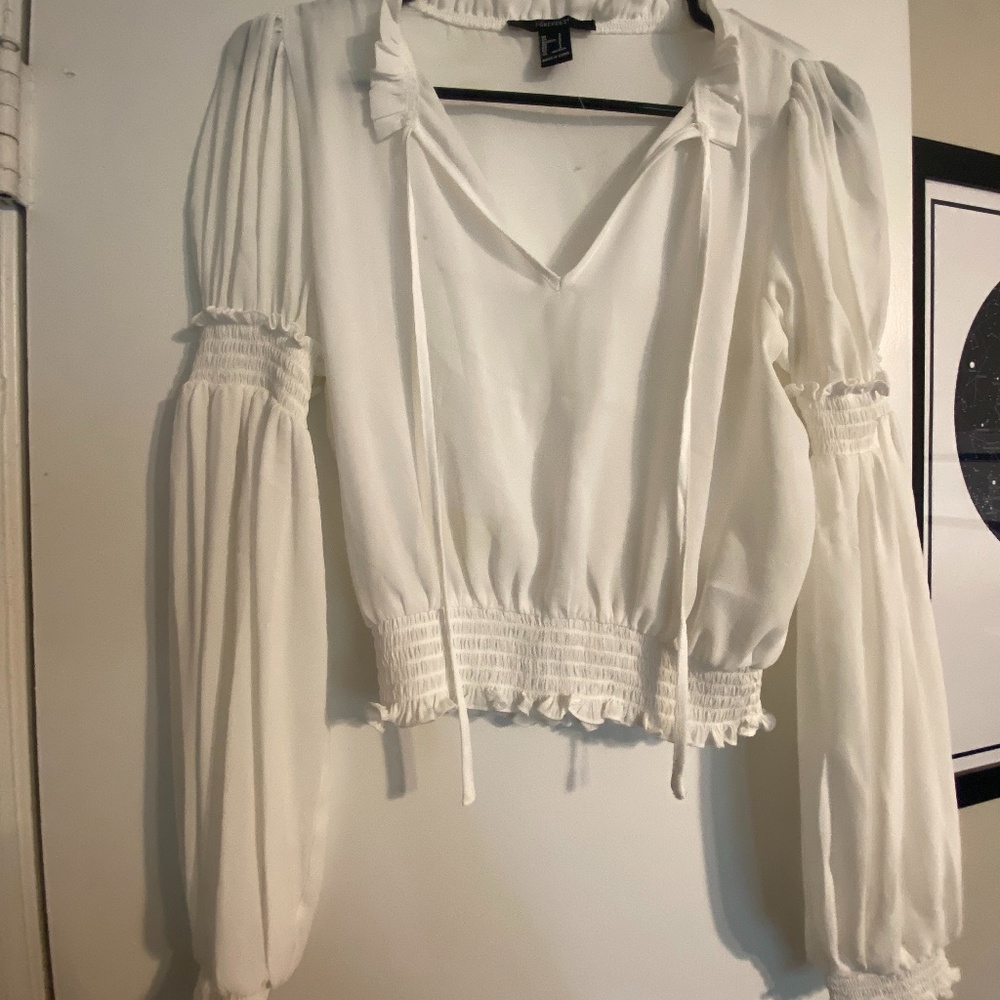White Ruffled Crop Top